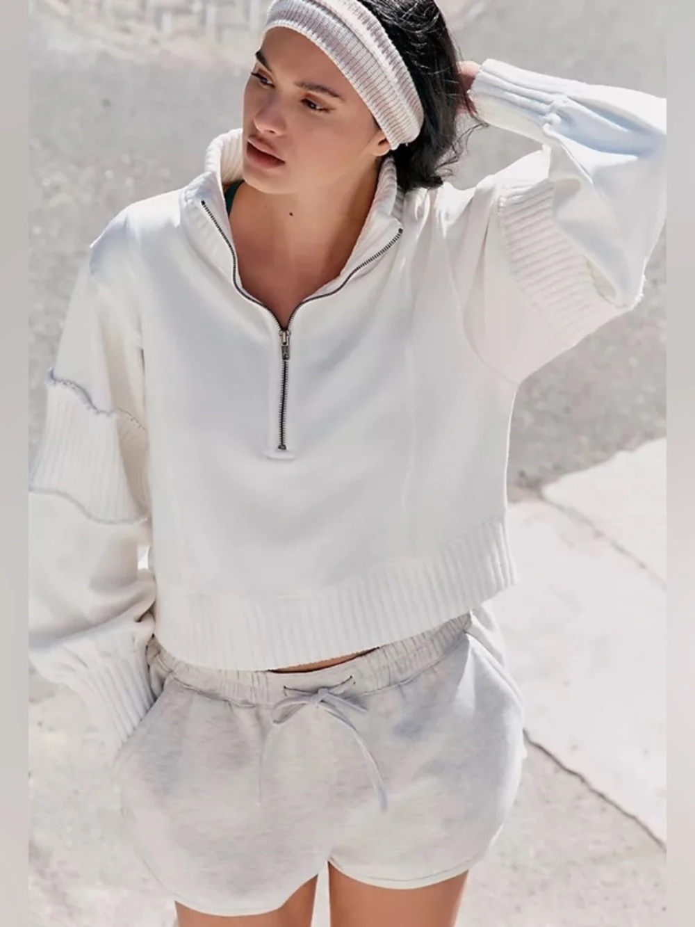 Anthropologie Daily Practice Indy Grab Pullover Sweatshirt in WHITE DAHLIA XXS